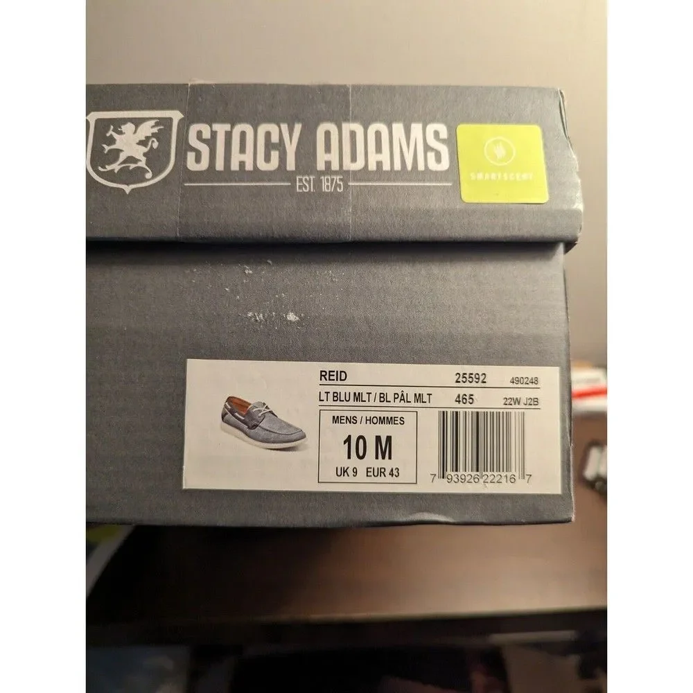 Stacy Adams Reid Moc Toe Lace Up Boat Shoes 10M Lightweight Light Blue 25592-465